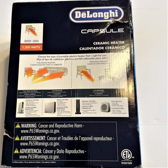 DeLonghi Capsule Ceramic Heater 1500W-2 Settings - Picture 2 of 6